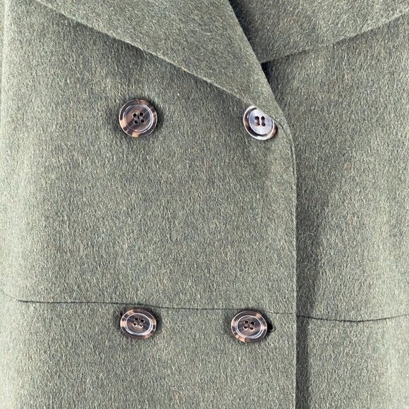 Talbots Brushed Italian Wool Double Breasted Jacket Blazer Olive Green Size 12 - Picture 8 of 13